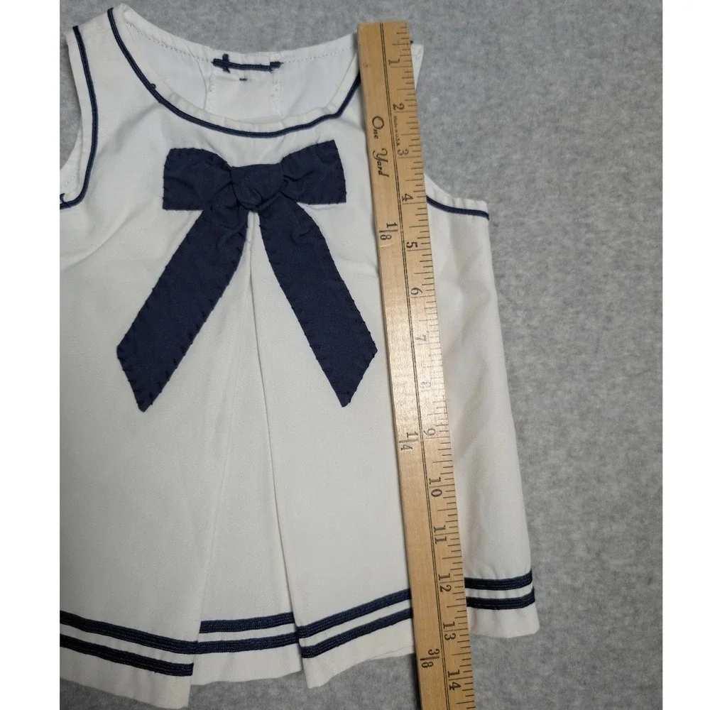 Good Lad Nautical Sailor Set White Navy Blue Bow Shorts 18M Toddler Girl Vintage